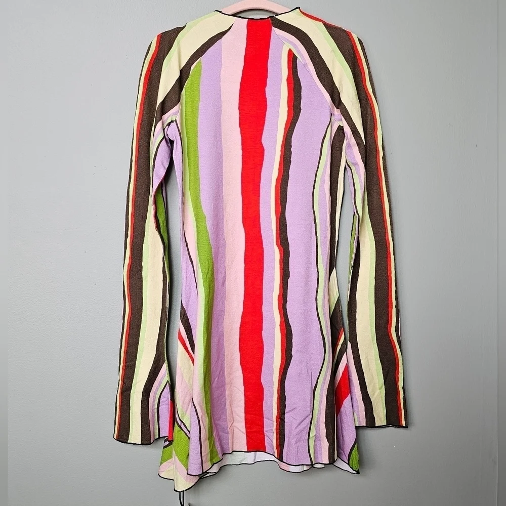Arthur Apparel x Free People Size 2  Skins Flared Tunic, Red Purple Green Stripe
